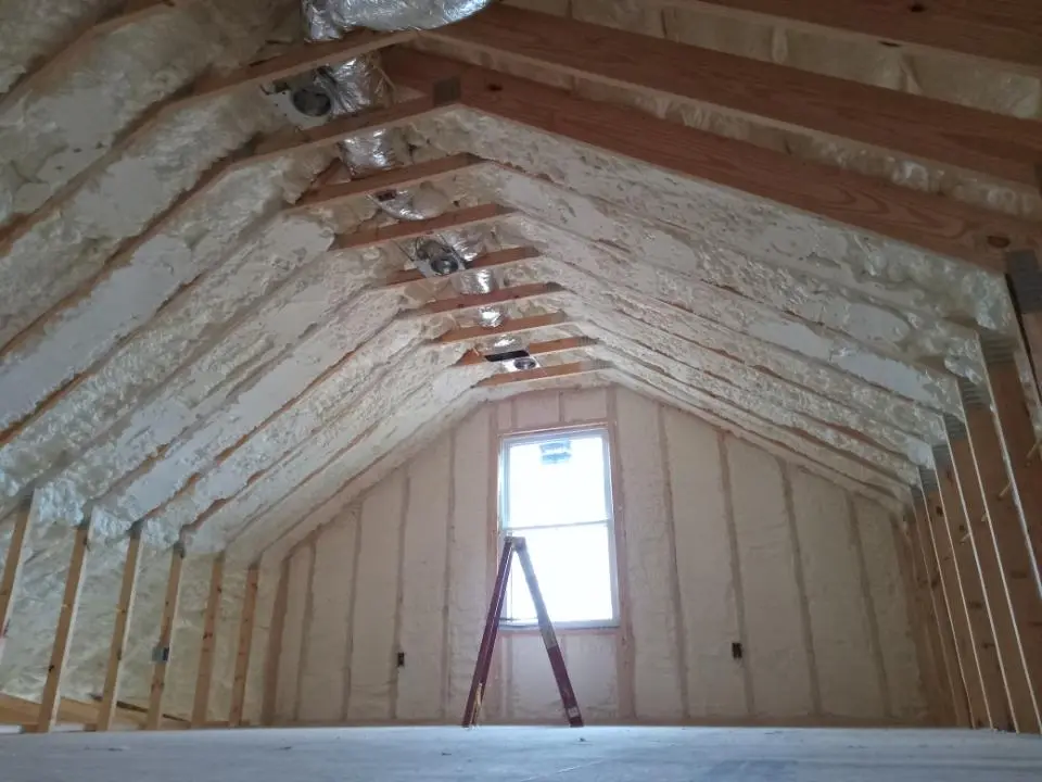 Spray foam roofing application for Crawl Space Insulation project in Louisburg
